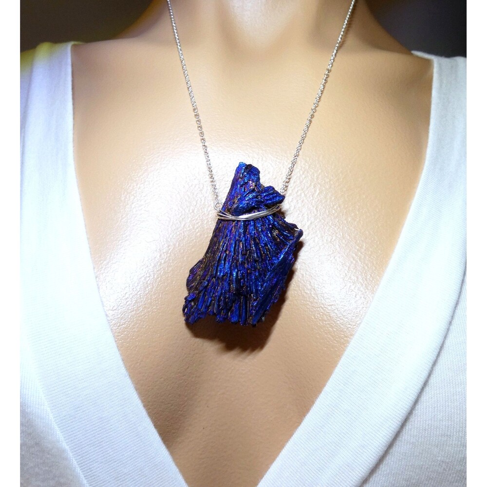 Titanium Kyanite Pendant Sterling Silver Necklace